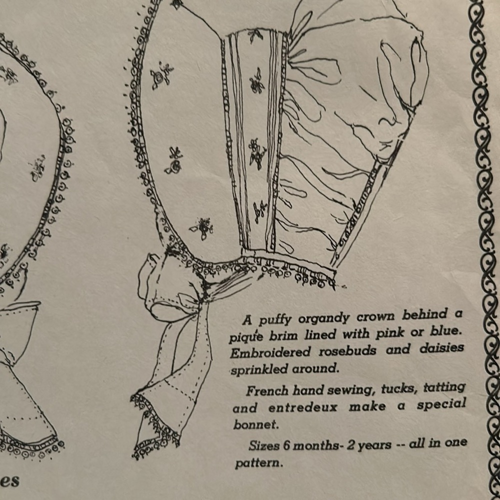 Vintage 1983 Little Sunday Dresses, bonnet pattern. Complete Partially cut. - Picture 2 of 6